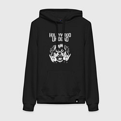 Толстовка-худи хлопковая женская Hollywood Undead rock dog, цвет: черный