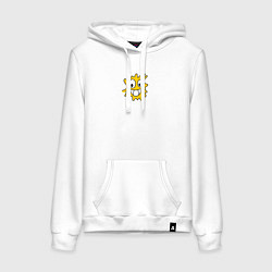 Толстовка-худи хлопковая женская Веселая жёлтая клякса, цвет: белый