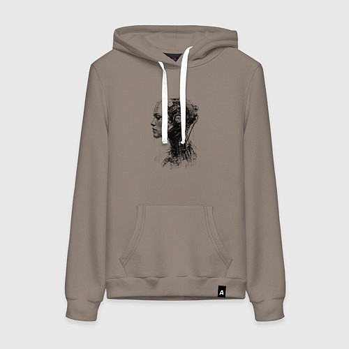 Женская толстовка-худи Девушка андроид в профиль / Утренний латте – фото 1