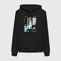 Толстовка-худи хлопковая женская Lee know stray kids rockstar, цвет: черный