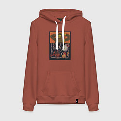 Толстовка-худи хлопковая женская Сыграем в игру, цвет: кирпичный