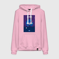 Толстовка-худи хлопковая женская NASA фиолетовый плакат, цвет: светло-розовый
