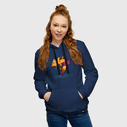 Толстовка-худи хлопковая женская Лиса крутит бильман, цвет: тёмно-синий — фото 2