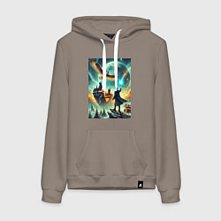 Толстовка-худи хлопковая женская Harry Potter and owl - Hogwarts, цвет: утренний латте