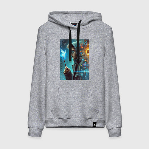 Женская толстовка-худи Гарри Поттер - киберпанк / Меланж – фото 1