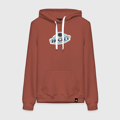 Женская толстовка-худи Play hockey / Кирпичный – фото 1