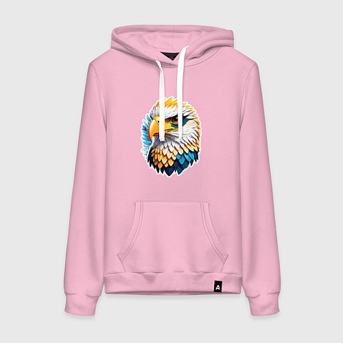 Женская толстовка-худи Яркая голова орла / Светло-розовый – фото 1