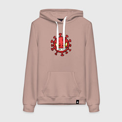 Толстовка-худи хлопковая женская Коварный вирус, цвет: пыльно-розовый