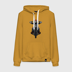 Толстовка-худи хлопковая женская Dead racer, цвет: горчичный