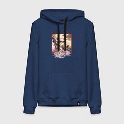 Толстовка-худи хлопковая женская Фуга, цвет: тёмно-синий