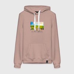 Толстовка-худи хлопковая женская Жизнь прожить - не поле, цвет: пыльно-розовый