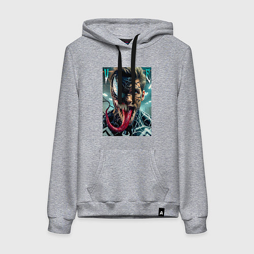 Женская толстовка-худи Venom and Eddie - ai art fantasy / Меланж – фото 1