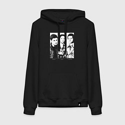 Толстовка-худи хлопковая женская Винчестеры трио чб, цвет: черный
