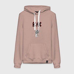 Толстовка-худи хлопковая женская AcDc - roook, цвет: пыльно-розовый