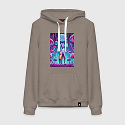 Женская толстовка-худи Rick and Morty among neon mushrooms - ai art fanta