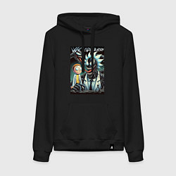 Толстовка-худи хлопковая женская Morty and Rick - meme we are Venom, цвет: черный