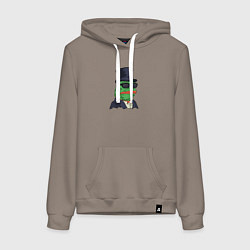 Толстовка-худи хлопковая женская Лягушонок пепе, цвет: утренний латте