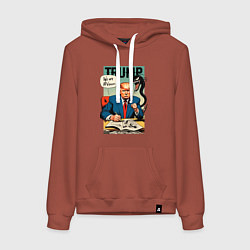 Толстовка-худи хлопковая женская Trump - we are Venom meme, цвет: кирпичный