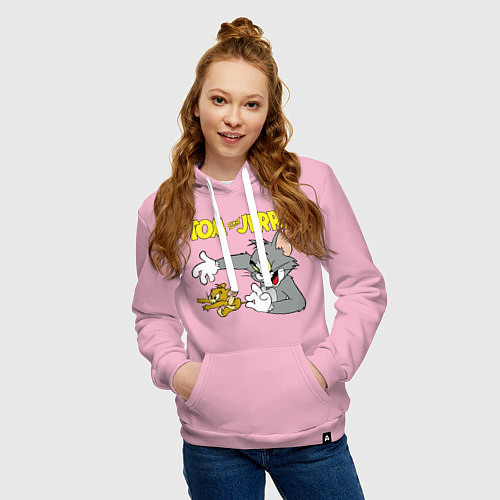Женская толстовка-худи Том и Джерри - кот и мышь / Светло-розовый – фото 3