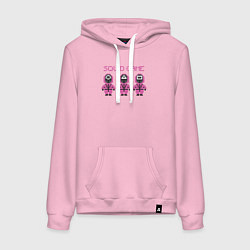 Толстовка-худи хлопковая женская Squid game pixel, цвет: светло-розовый