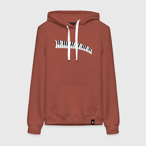 Женская толстовка-худи Пианино клавиши волна / Кирпичный – фото 1
