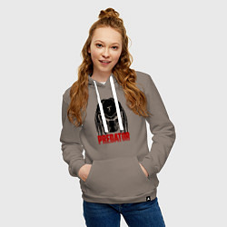 Толстовка-худи хлопковая женская Хищник - шлем, цвет: утренний латте — фото 2