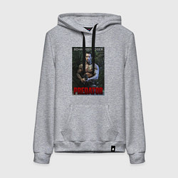 Толстовка-худи хлопковая женская Арнольд Шварценеггер - хищник, цвет: меланж
