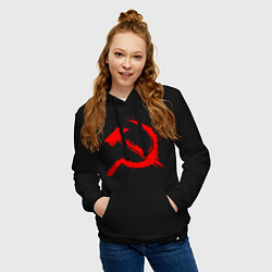 Толстовка-худи хлопковая женская Sickle and hammer red paint, цвет: черный — фото 2