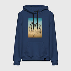 Толстовка-худи хлопковая женская Паук Дали и Буржуа цвет, цвет: тёмно-синий