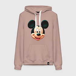 Толстовка-худи хлопковая женская Mickey mouse head, цвет: пыльно-розовый