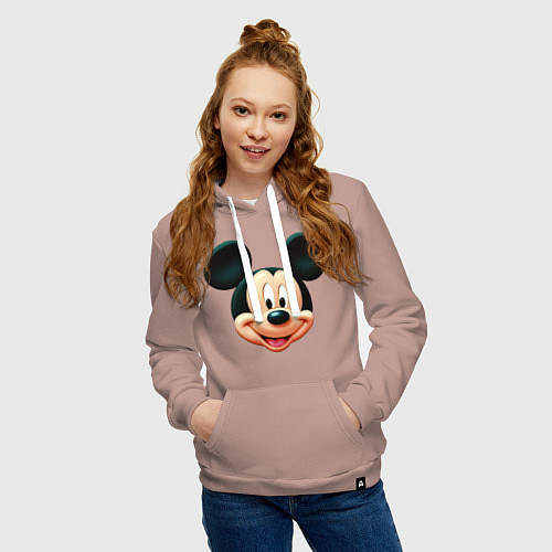 Женская толстовка-худи Mickey mouse head / Пыльно-розовый – фото 3