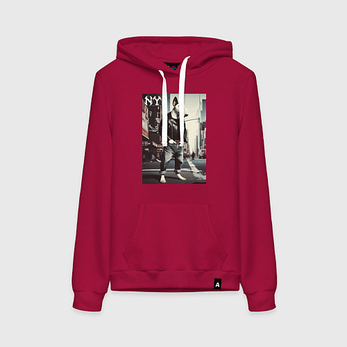 Женская толстовка-худи Dude bull terrier is a New Yorker / Маджента – фото 1