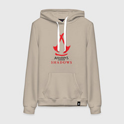 Толстовка-худи хлопковая женская Assassins Creed Shadows - badge, цвет: миндальный