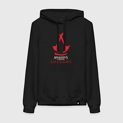 Толстовка-худи хлопковая женская Assassins Creed Shadows - badge, цвет: черный