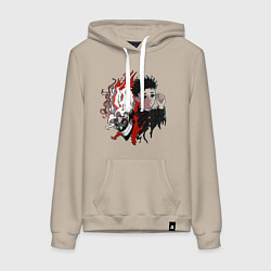 Толстовка-худи хлопковая женская Дандадан: Окарун, цвет: миндальный