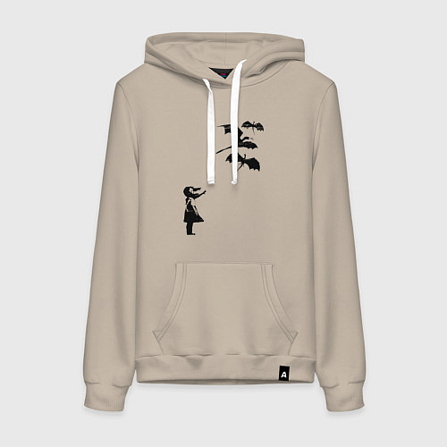 Женская толстовка-худи Девочка и дракончики / Миндальный – фото 1