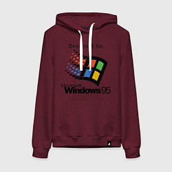 Толстовка-худи хлопковая женская Предназначен для windows 95, цвет: меланж-бордовый