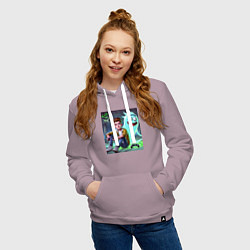 Толстовка-худи хлопковая женская Морти и призрак Рика Санчеса - нейроарт фантазия, цвет: сиреневый — фото 2