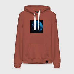 Толстовка-худи хлопковая женская Синяя планета трещины, цвет: кирпичный