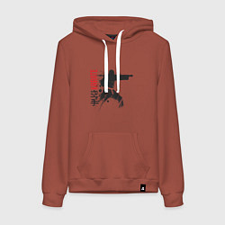 Толстовка-худи хлопковая женская Каратист, цвет: кирпичный