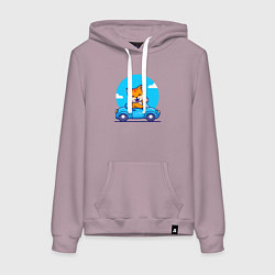Толстовка-худи хлопковая женская Котик водитель, цвет: сиреневый