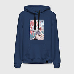 Толстовка-худи хлопковая женская Медсестричка сделает тебе укол любви - пышная аним, цвет: тёмно-синий