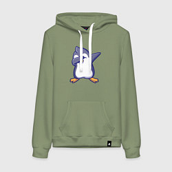 Толстовка-худи хлопковая женская Dab penguin, цвет: авокадо