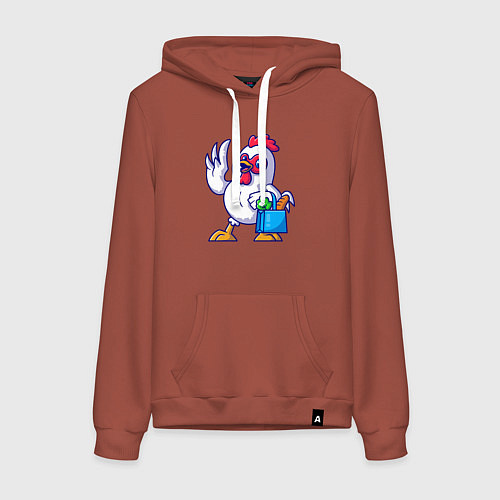 Женская толстовка-худи Петушок с продуктами / Кирпичный – фото 1