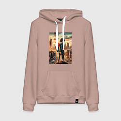 Толстовка-худи хлопковая женская Mick Jagger is the world legend, цвет: пыльно-розовый