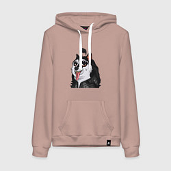Толстовка-худи хлопковая женская NFT Doge - Kiss, цвет: пыльно-розовый