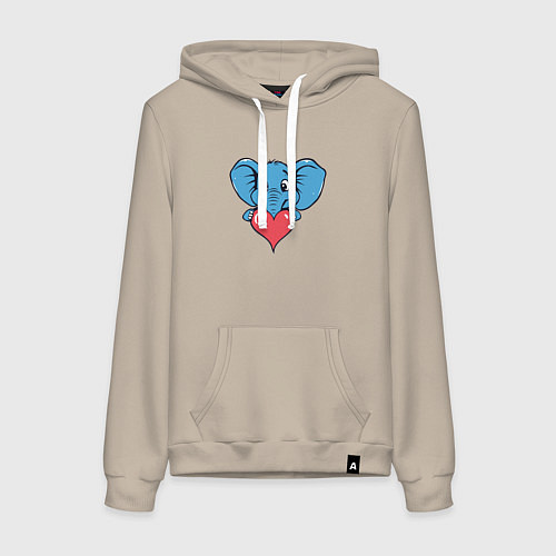 Женская толстовка-худи Слон и сердце / Миндальный – фото 1