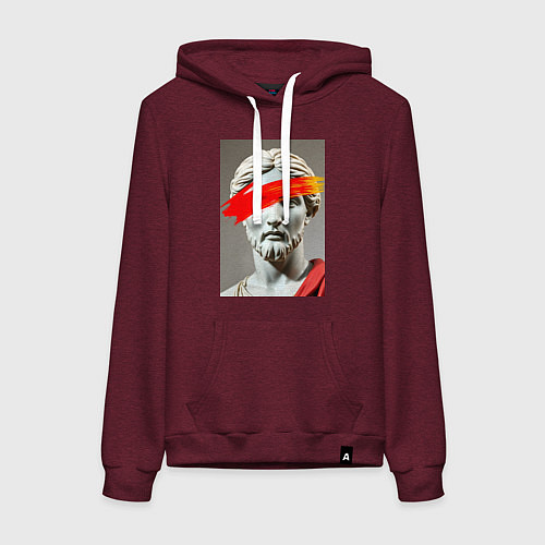 Женская толстовка-худи Античная статуя с красным штрихом / Меланж-бордовый – фото 1