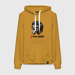 Толстовка-худи хлопковая женская Mick Jagger - stylization, цвет: горчичный