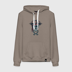 Толстовка-худи хлопковая женская Мёртвый пират, цвет: утренний латте